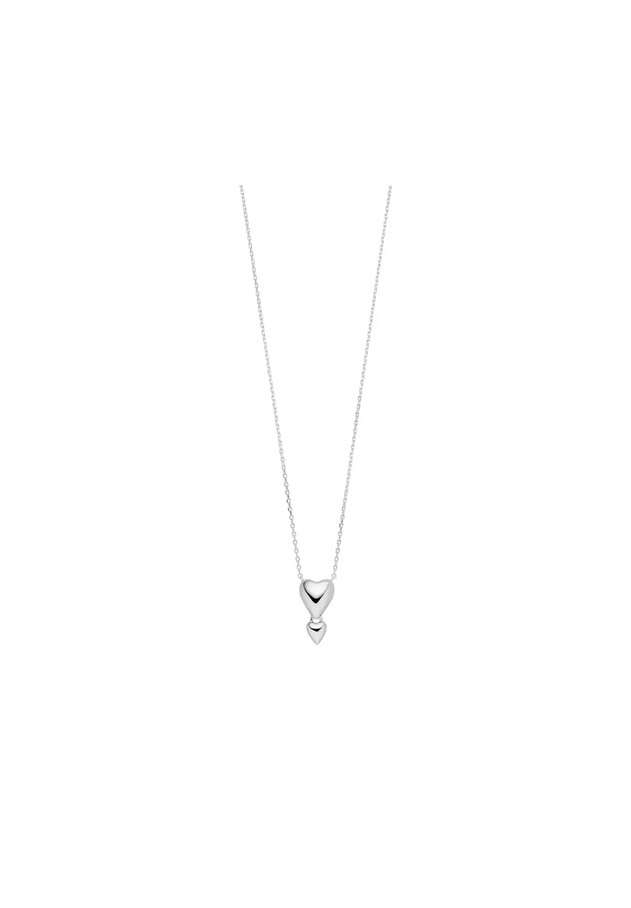 Leaf Kette mit Anhänger " 2 Hearts", 925er Silber, GELBGOLD