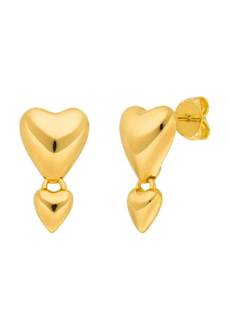 Leaf Damen Ohrstecker "2 Hearts", 925er Silber, GELBGOLD, 99