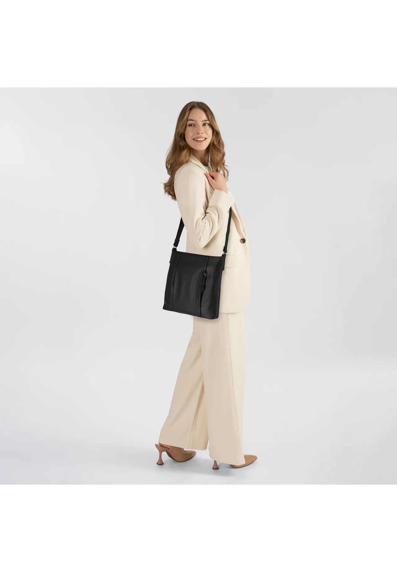 TOM TAILOR Umhängetasche, Kunstleder, Reißverschluss, für Damen, schwarz