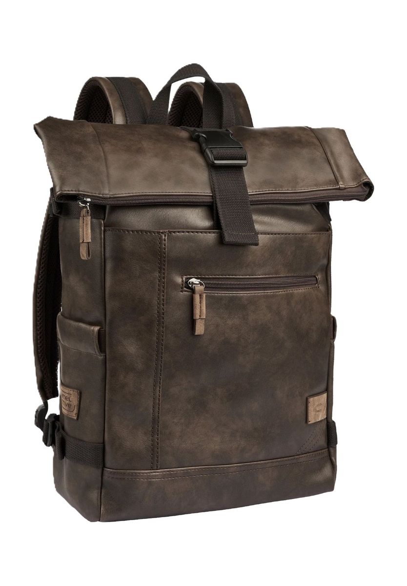 Laos Roll-Top Rucksack aus Kunstleder