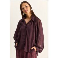 Oversize-Hemd aus schimmerndem Baumwoll-Chiffon