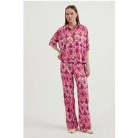Lockeres Satin-Kurzarmhemd im Boho-Stil