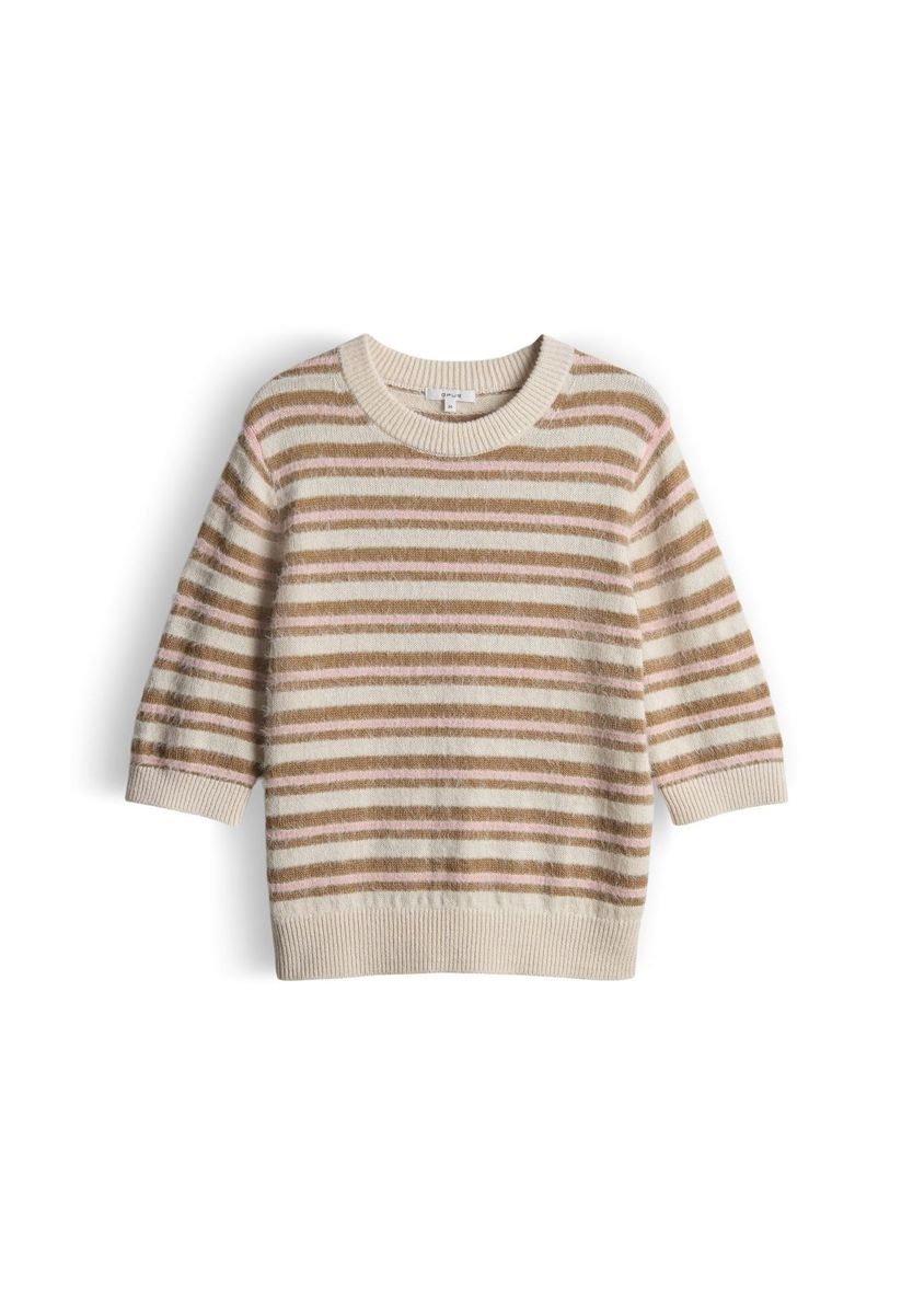 OPUS Strickpullover, Puvet Stripe, Kurzarm, Streifen, für Damen, beige, 36