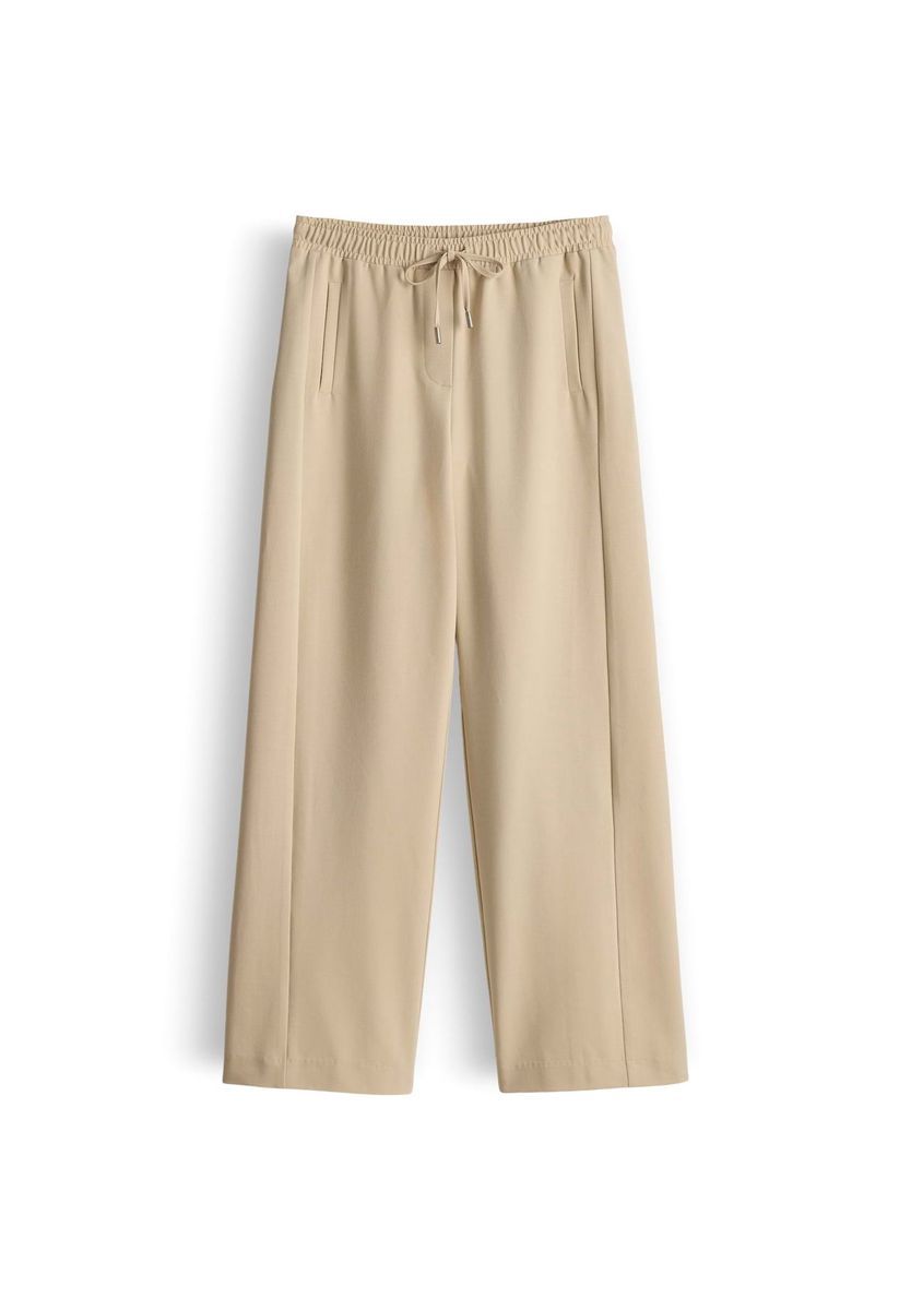 Beige Hose mit Kordelzug und verkürztem Bein