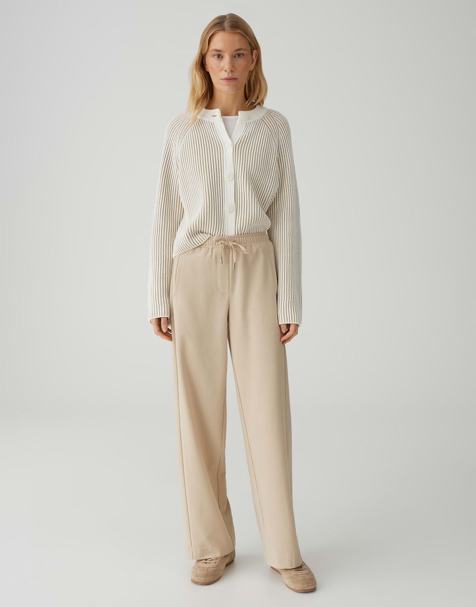 Beige Hose mit Kordelzug und verkürztem Bein