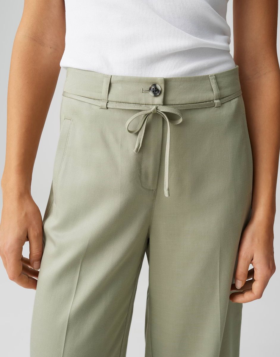 Weite Hose mit Kordelzug Olive