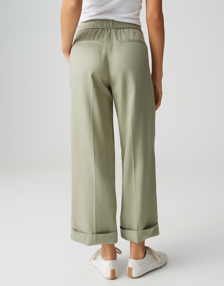 Weite Hose mit Kordelzug Olive