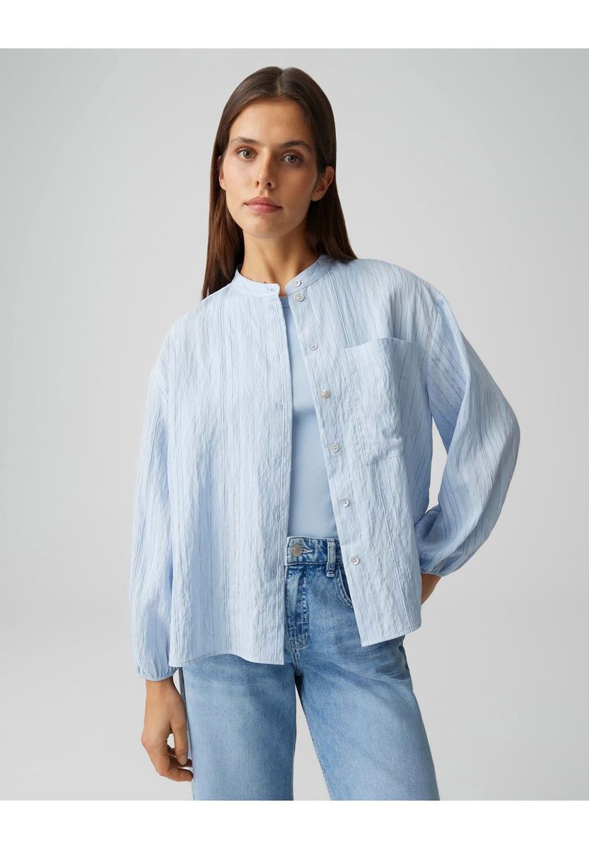Bluse mit Stehkragen in Relaxed Fit