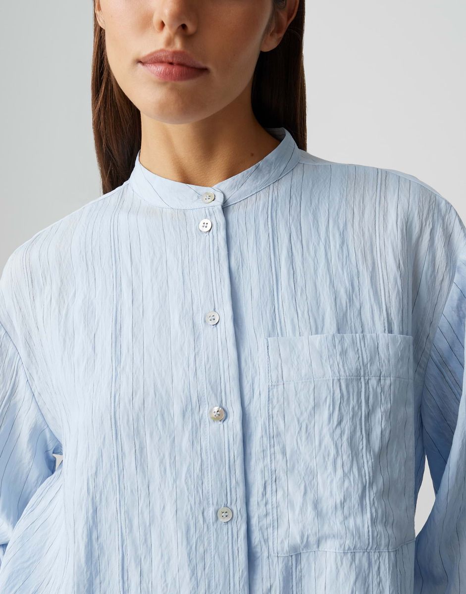 Bluse mit Stehkragen in Relaxed Fit