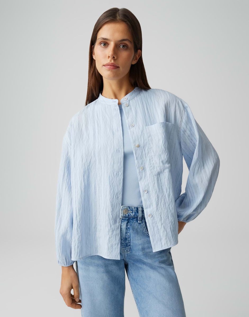 Bluse mit Stehkragen in Relaxed Fit