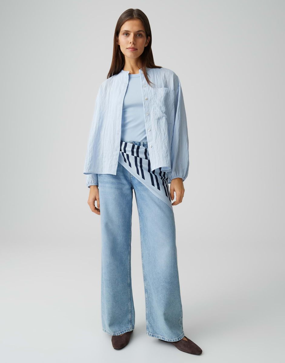 Bluse mit Stehkragen in Relaxed Fit