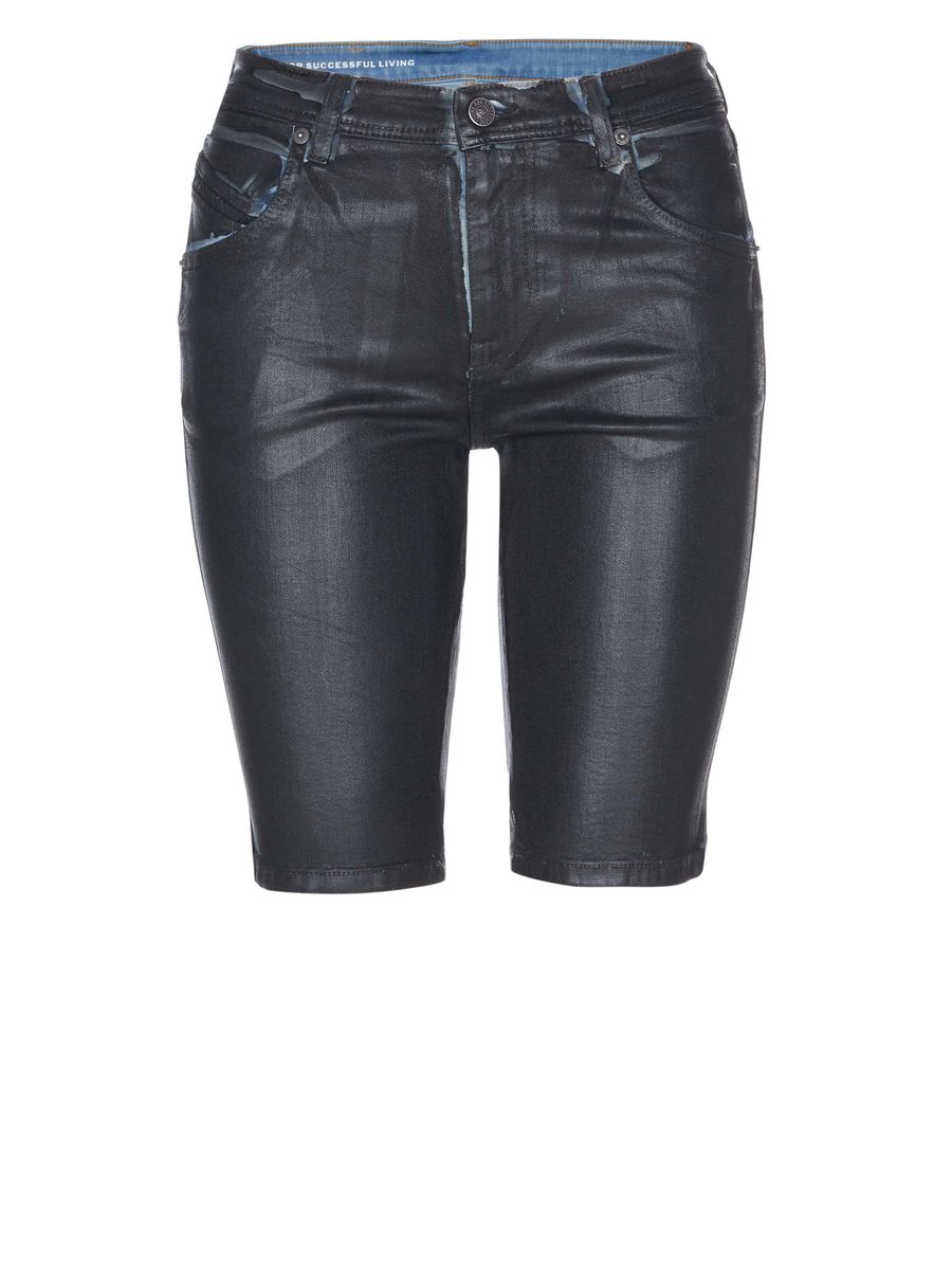Beschichtete High-Waist Denim Bermudas