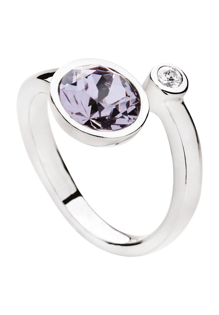 Silberring mit lila und weißem Kristall