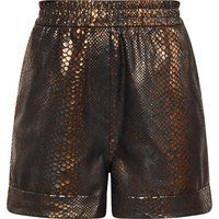 Lockere Shorts mit Metallic-Schlangenprint
