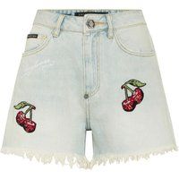 Verzierte Hotpants mit Kirsch-Applikation