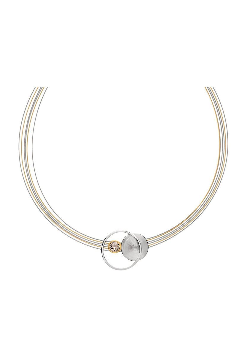 Bicolor Sterling Silber Halskette mit Kristall