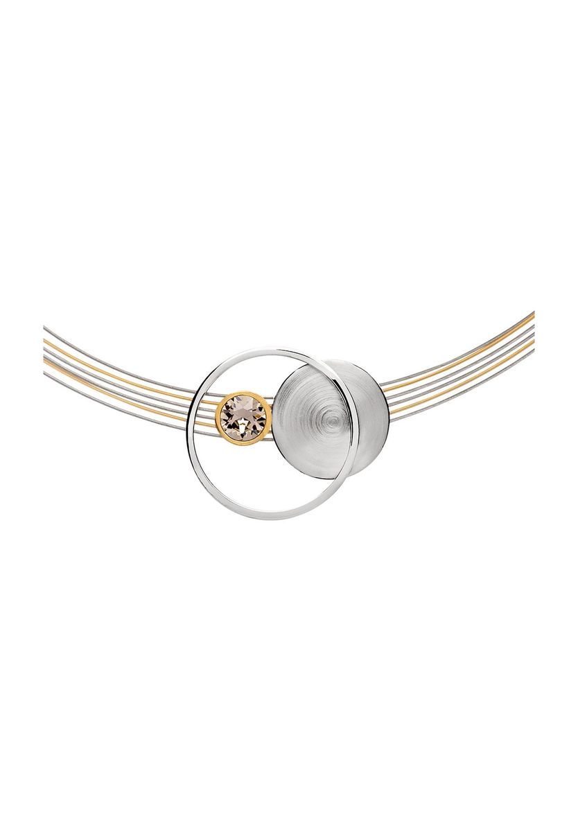 Bicolor Sterling Silber Halskette mit Kristall