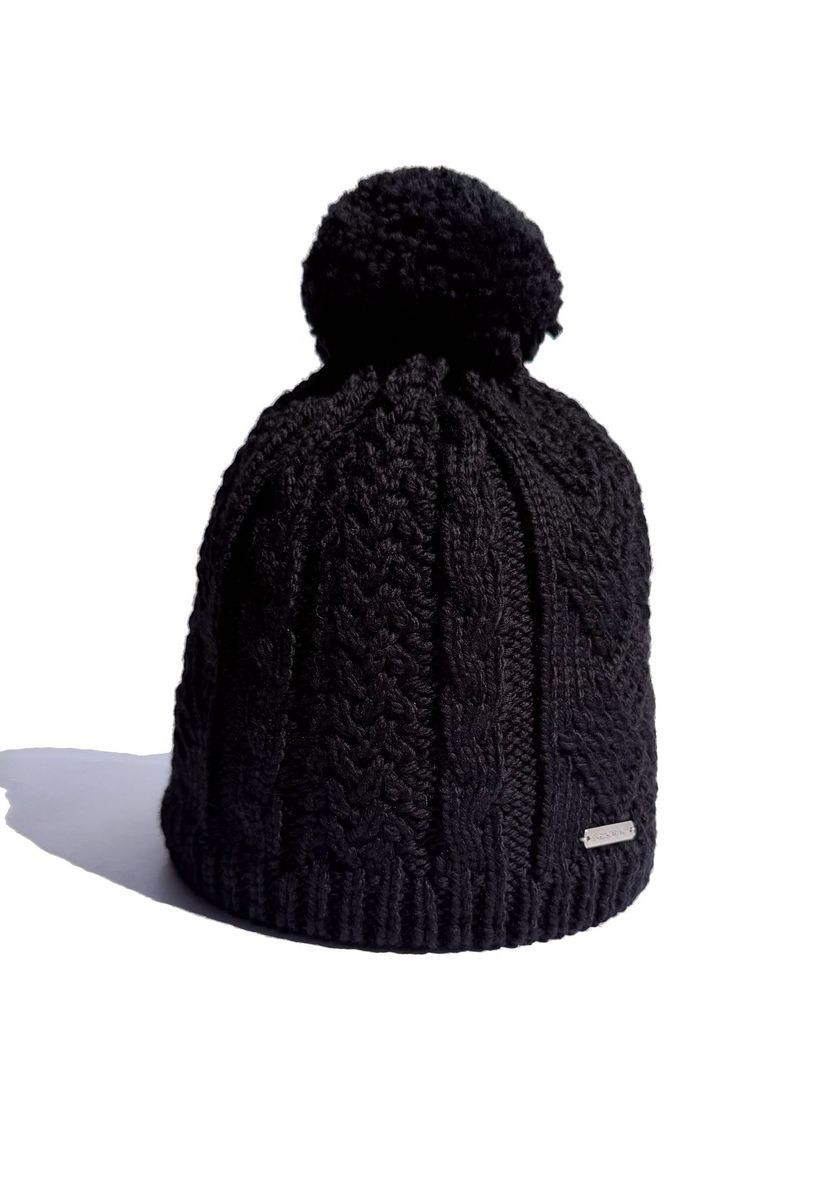 Zopfmuster Wollmütze mit Bommel