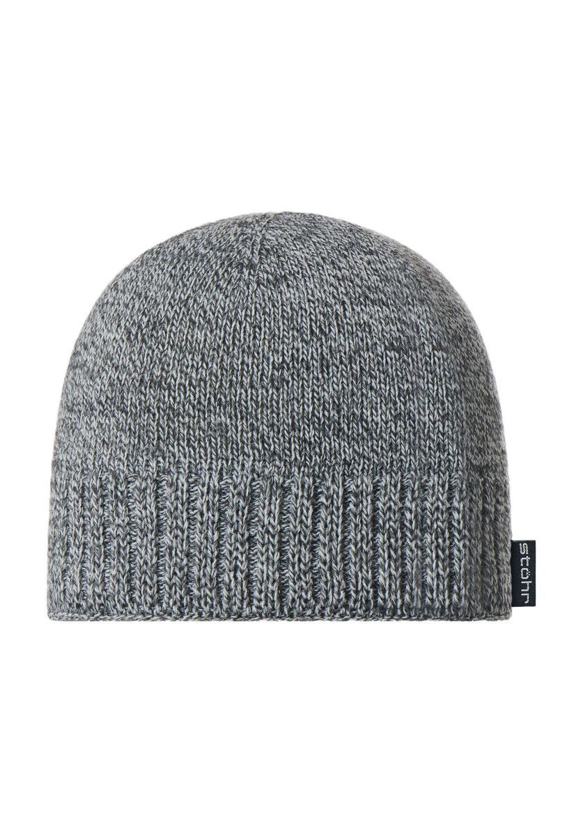 Melierte Strickmütze mit geripptem Saum