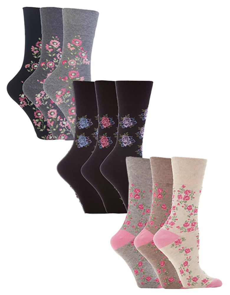 Blumig gemusterte Socken mit Softbund