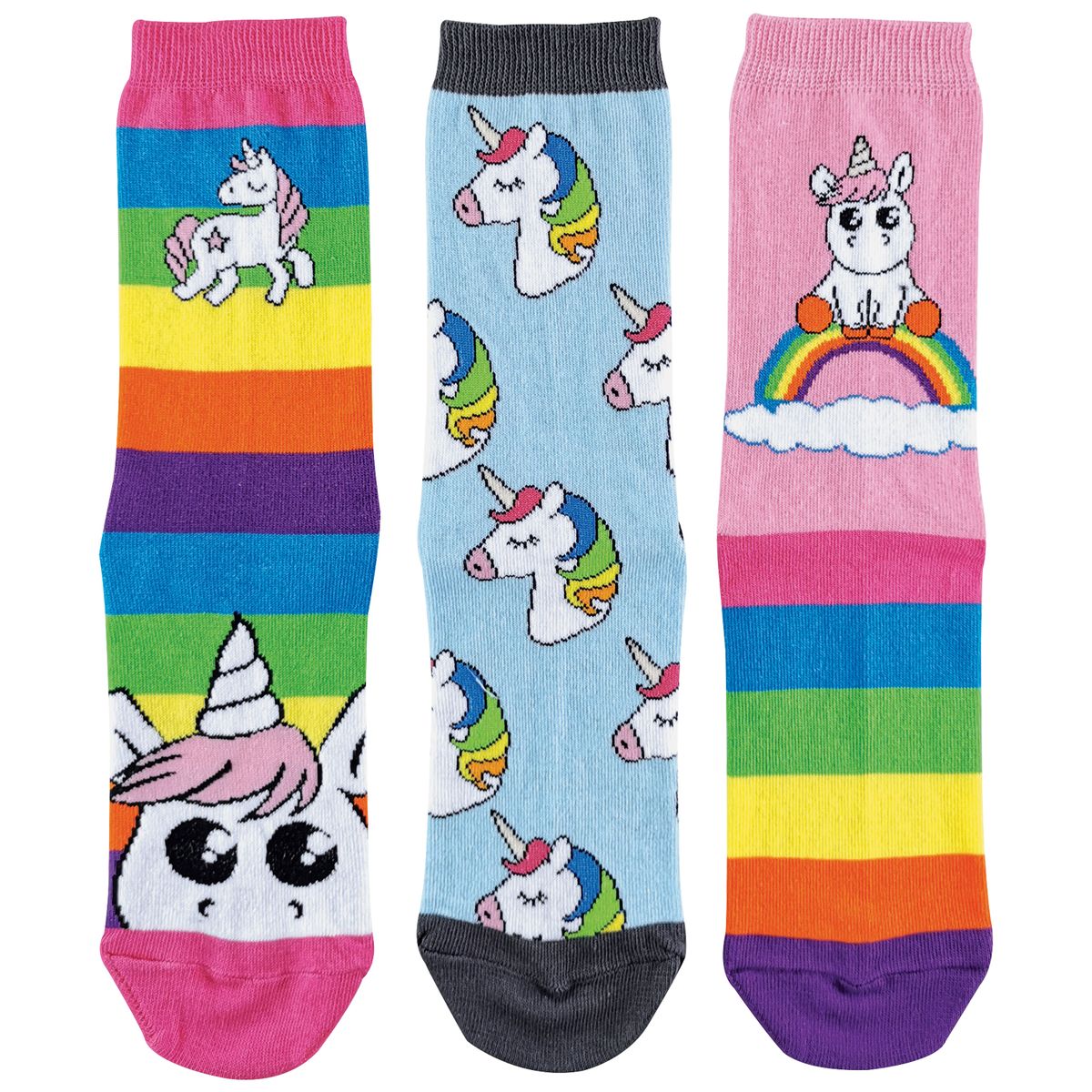 Regenbogen-Einhorn Motiv-Socken im Set