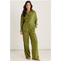 Fließende Jacquard-Satinhose mit Blumenmuster