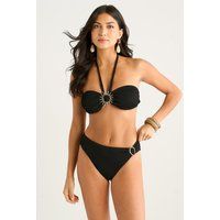 Strukturierte Bikini-Hose mit Ring