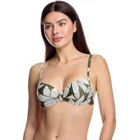 Bikini-Oberteil mit Bügel und Blättermuster