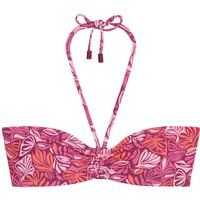 Bandeau-Bikini-Top mit abstraktem Blattmuster