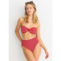 Gestreiftes Bikini-Oberteil mit Knotendetail
