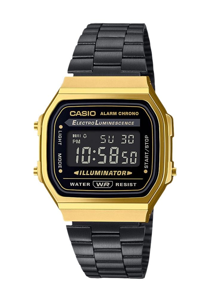 Retro Digitaluhr Gold und Schwarz