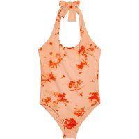 Halter-Badeanzug mit abstraktem Blumenmuster