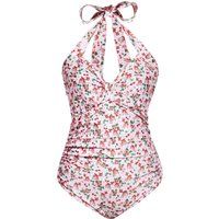Halter-Badeanzug mit Kirsch- und Rehprint