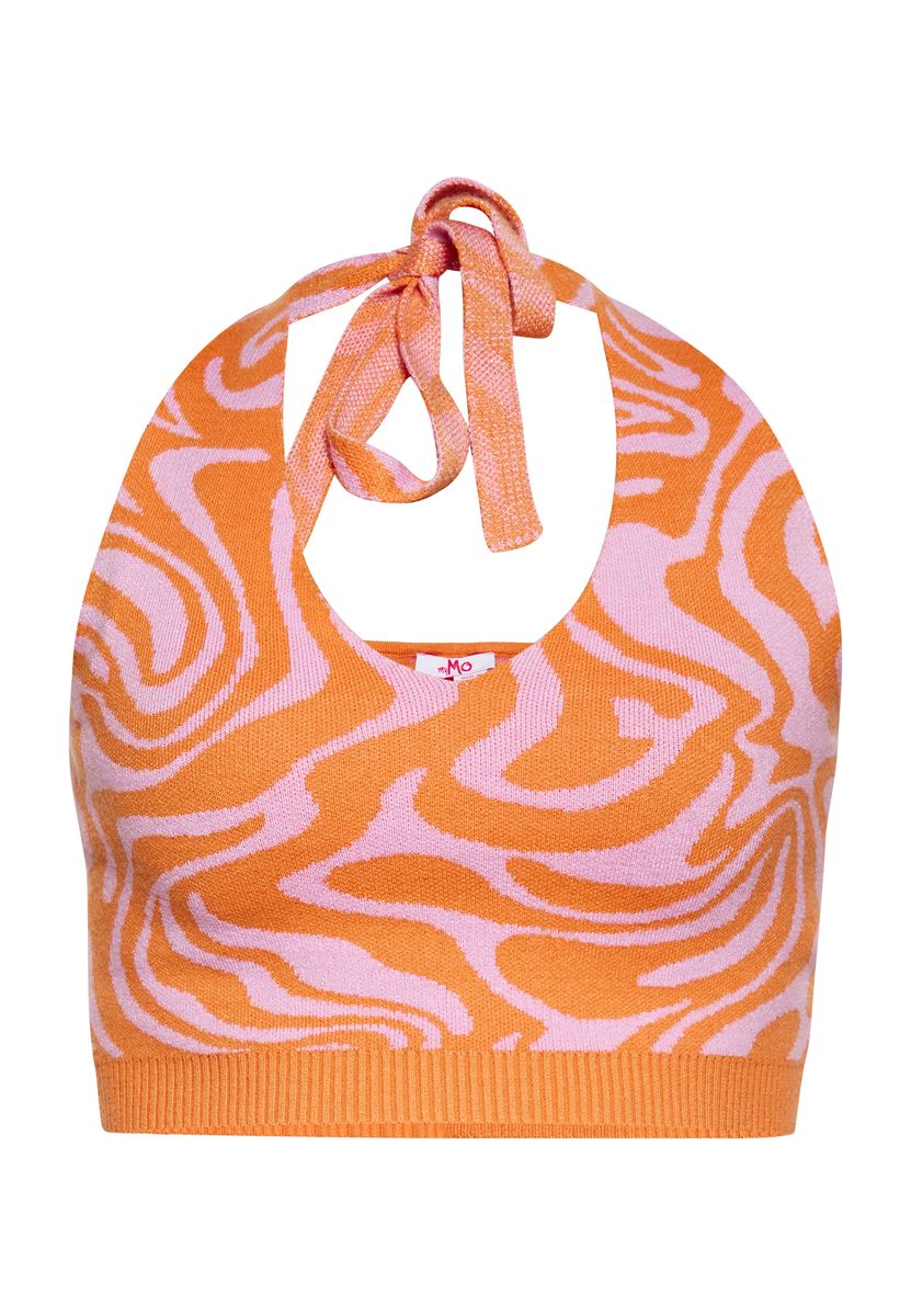 Strick-Halter-Top mit Wirbelmuster