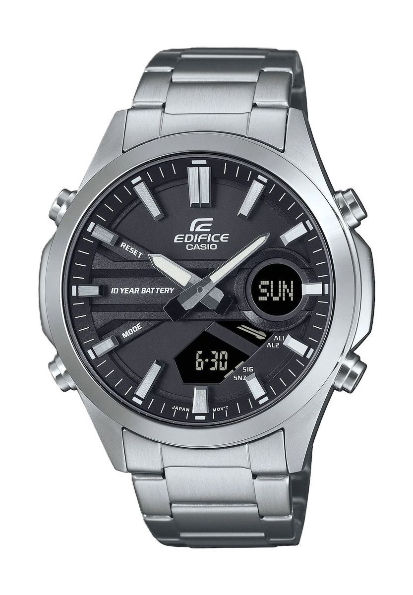 Silberne Multifunktionsuhr aus Edelstahl