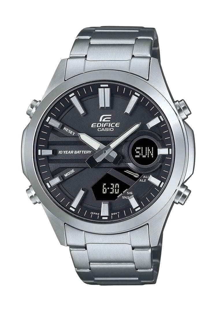 Silberne Multifunktionsuhr aus Edelstahl