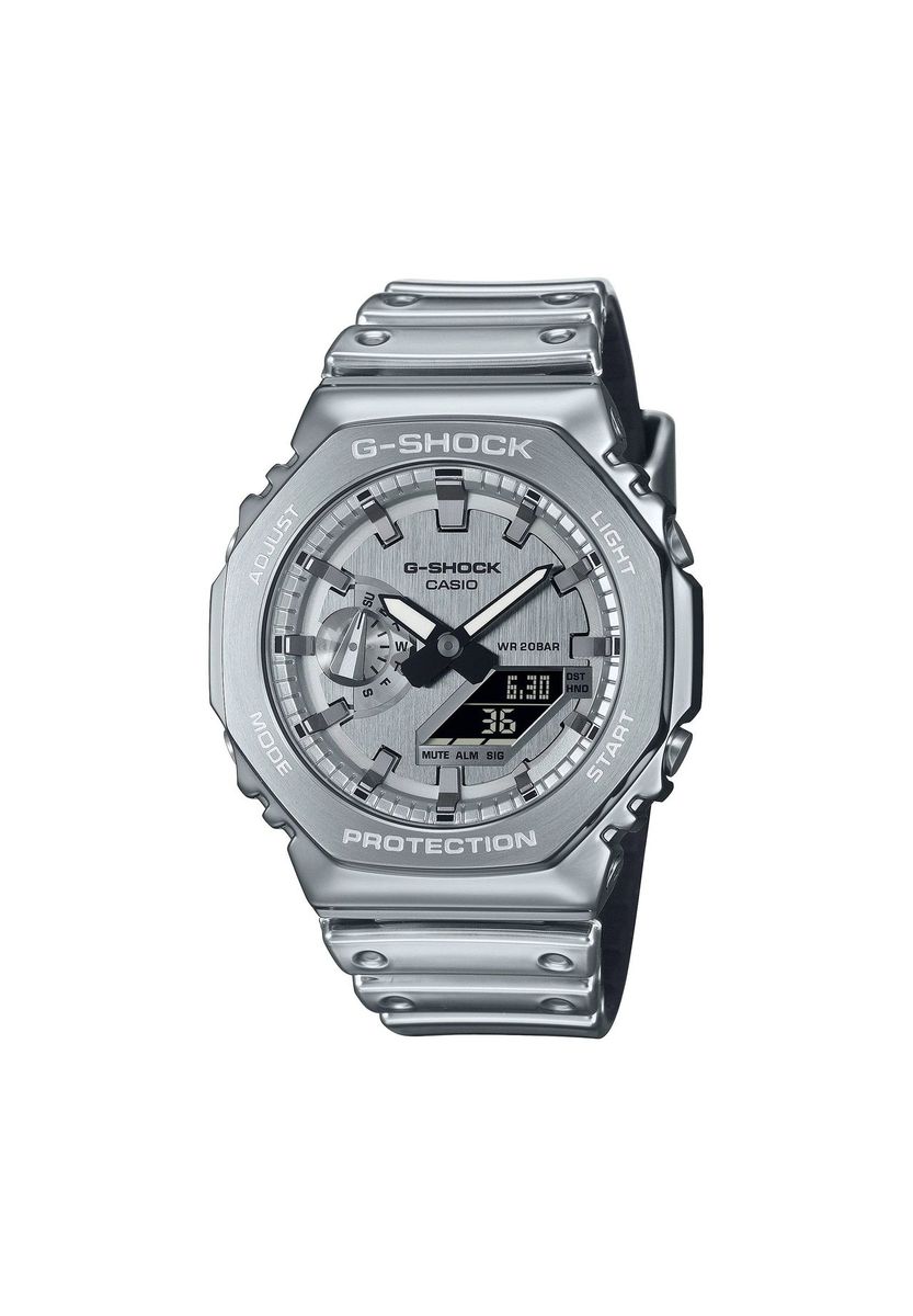 Silberne Digitaluhr aus Edelstahl