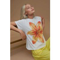 Bedrucktes T-Shirt mit regulärer Passform aus 100% Baumwolle