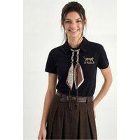Besticktes Polo-Shirt mit Wildtier-Grafik