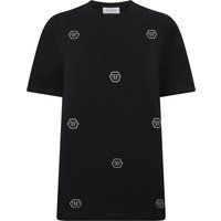 T-Shirt mit Kristall-Monogramm-Verzierung