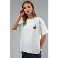 Oversized Gesticktes Strick-T-Shirt