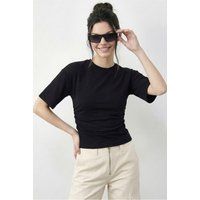 Cropped-T-Shirt mit seitlicher Raffung