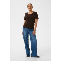 Strukturiertes T-Shirt mit Wellenspitze