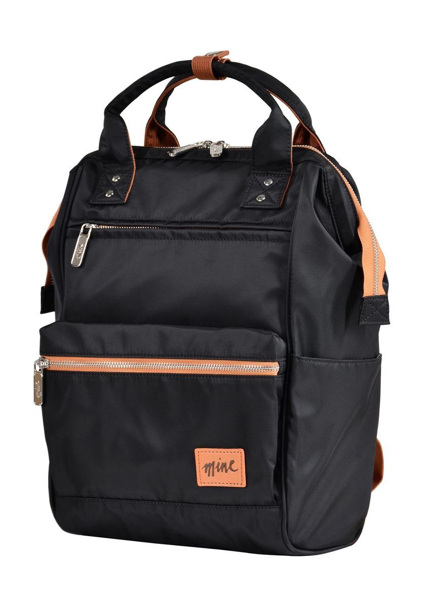 Vielseitiger schwarzer Nylonrucksack mit Akzenten