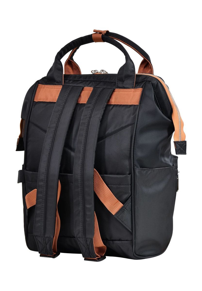 Vielseitiger schwarzer Nylonrucksack mit Akzenten
