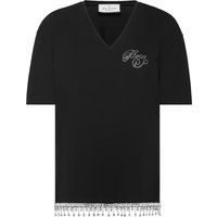 V-Ausschnitt T-Shirt mit Kristallfransen