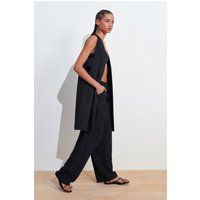 Lange Weste im Kimono-Stil