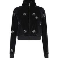 Kurze Chenille-Jacke mit Kristall-Monogramm