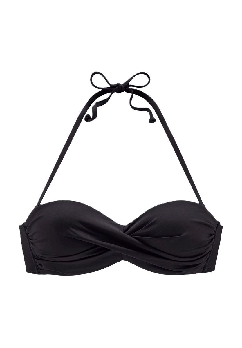 Schwarzes Bandeau-Bikini-Top mit Twist-Detail