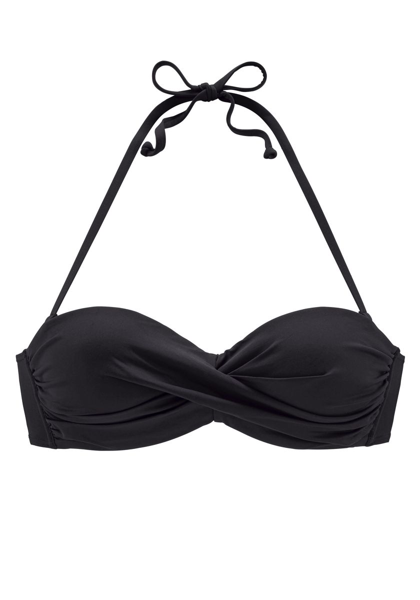 Schwarzes Bandeau-Bikini-Top mit Twist-Detail